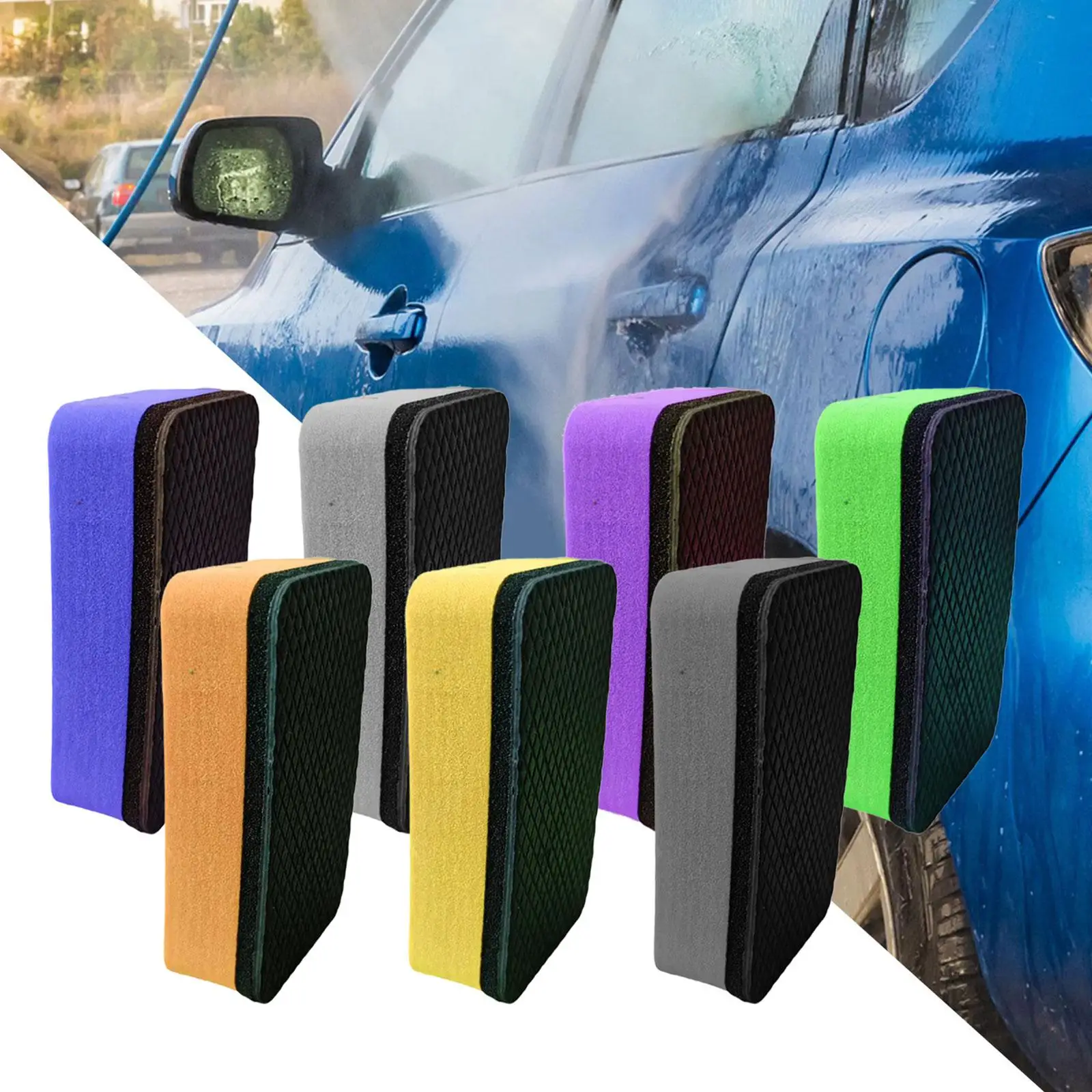 2Pcs Blocks Car Wash Clay Mitten Washing Pads for Removal of Paint Contaminants