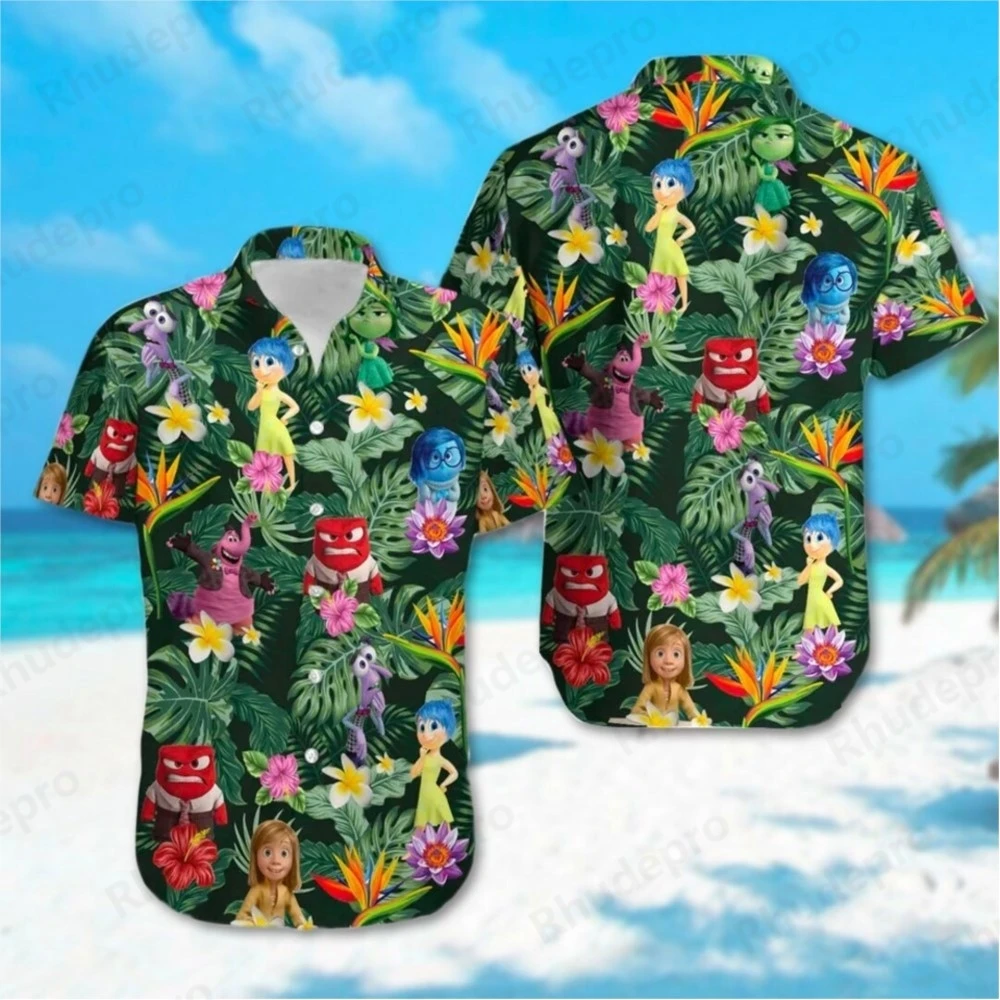 

Disney 2025 Inside Out Women's Shirt Hawaiian Shirt Cartoon Characters Hawaii Shirt Summer Trip All Over Print Button Up Shirt