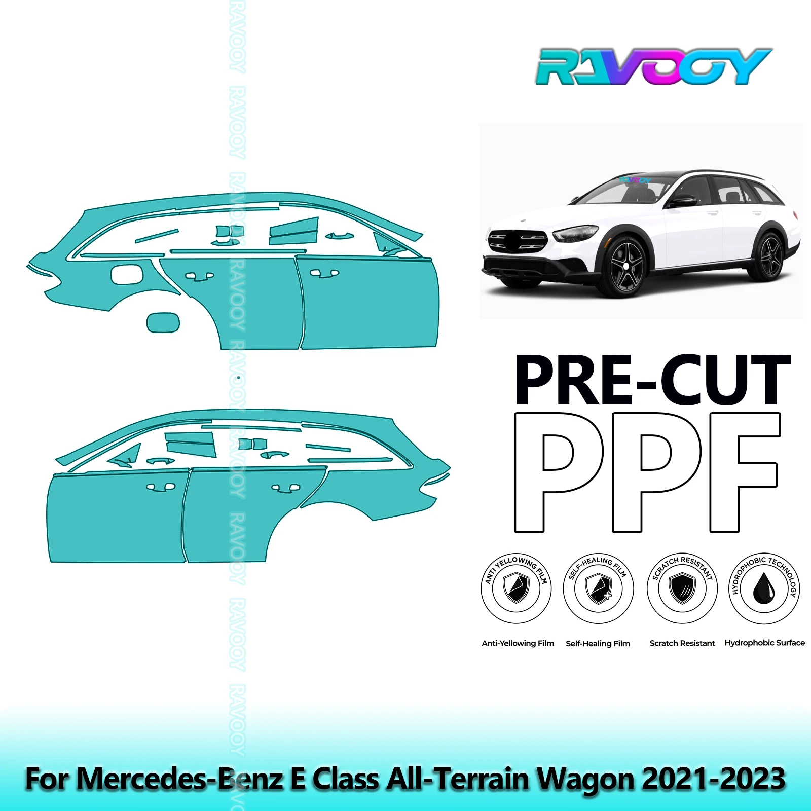 

For Mercedes-Benz E Class All-Terrain Wagon 2021-2023 8.5mil Pre-Cut PPF Door & A/B Pillar Kit TPU Paint Protection Film Set