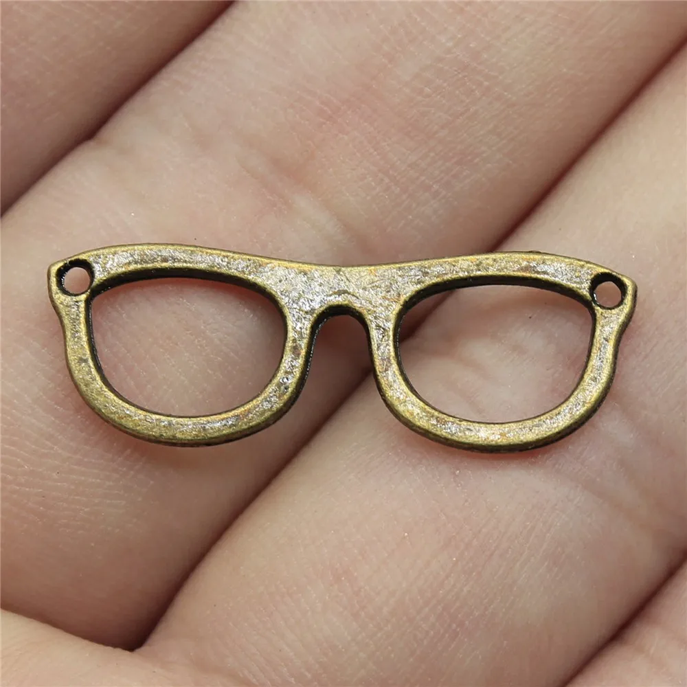 WYSIWYG 10pcs 29x10mm Pendant Glasses Connector Glasses Charm Pendants For Jewelry Making Antique Silver Color Glasses Pendants