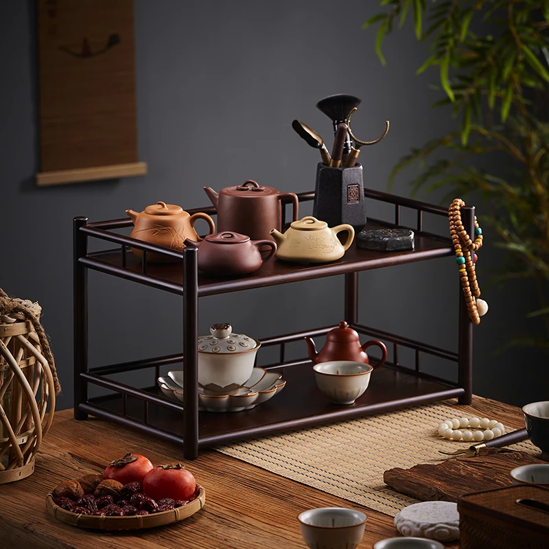 

Китайский чайный сарай, офисная стойка Богу, двухслойная подставка для чайных чашек, подставка для чайника, чайный столик, чайный сервиз, стеллаж для хранения