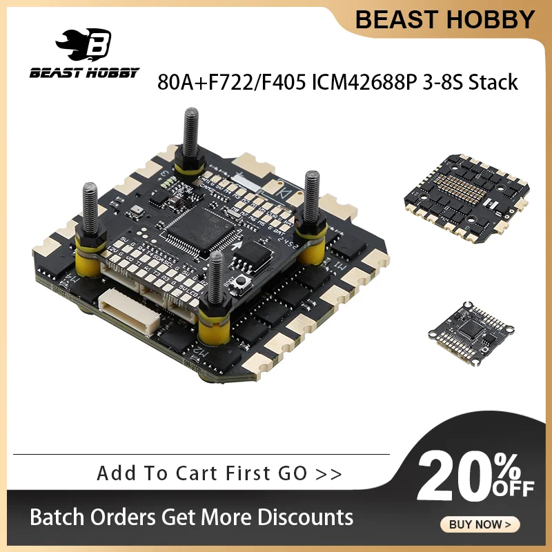 

BeastHobby F405 80A Stack F722 80A Stack Flight Control Suitable for 13 inch FPV Freestyle Drone