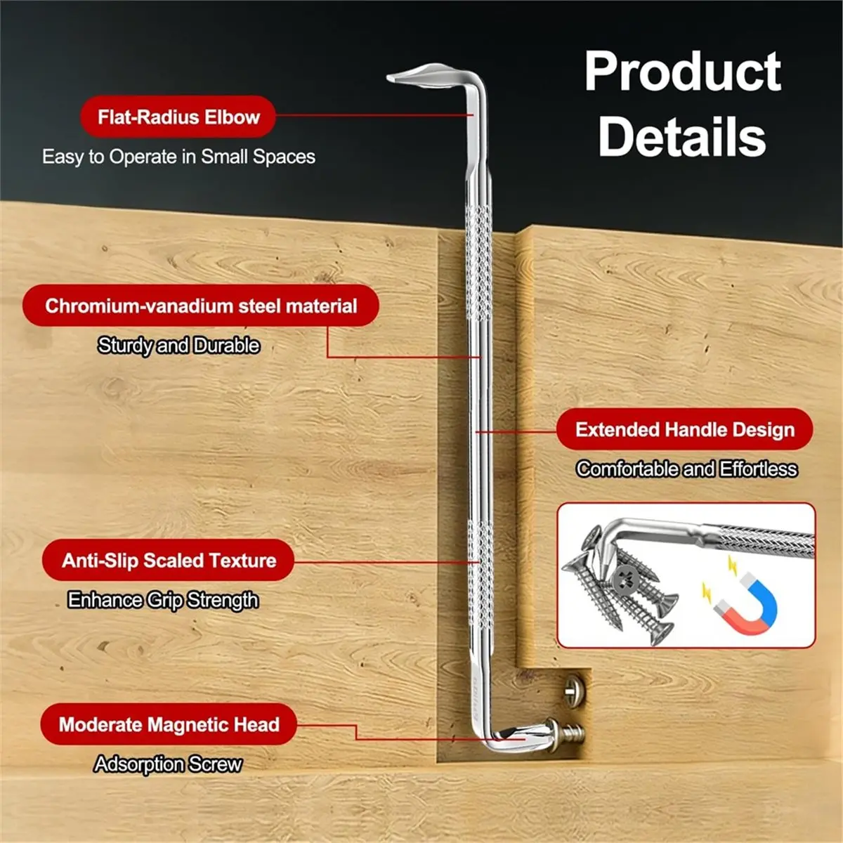 A792P ~Set of 4 90° Angle Screwdriver Set, Magnetic Z Offset Screwdriver, Slotted Screwdriver and Hexagonal Allen Wrench