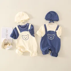 Baby Rompers for Boys Girls Cotton Long Sleeves Jumpsuits with Hat Korean Cute Bear Long Sleeves Baby Clothes Ropa Bebe Niña 옷