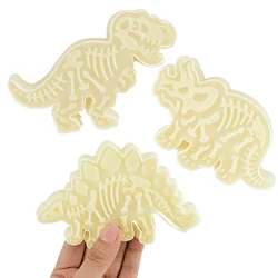 3pcs 3D Dinosaur Cookie Cutters Mold Dinosaur Biscuit Embossing Mould Sugarcraft Dessert Baking Mold Cake Kitchen Accessory Tool