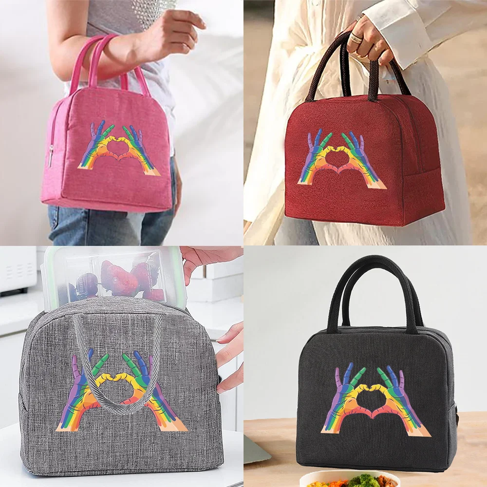 

Insulated Lunch Bag Handbags Box for Women Kids Portable Thermal Food Picnic Bags Hand&Love Series Cooler Organizern for Work