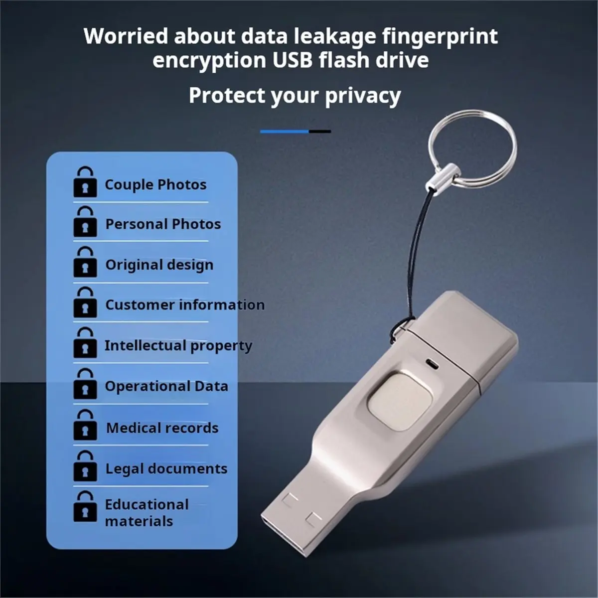 [VALUE PACK]Fingerprint Encrypted USB Flash Drive Storage Portable Memory High- Thumb Drive External Hard Drive Disk 16GB