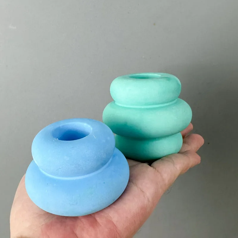 DIY Concrete Semicircle Candle Holder Silicone Mold Geometric Candle Holder Making Resin Plaster Craft Molds Home Decor Supplies