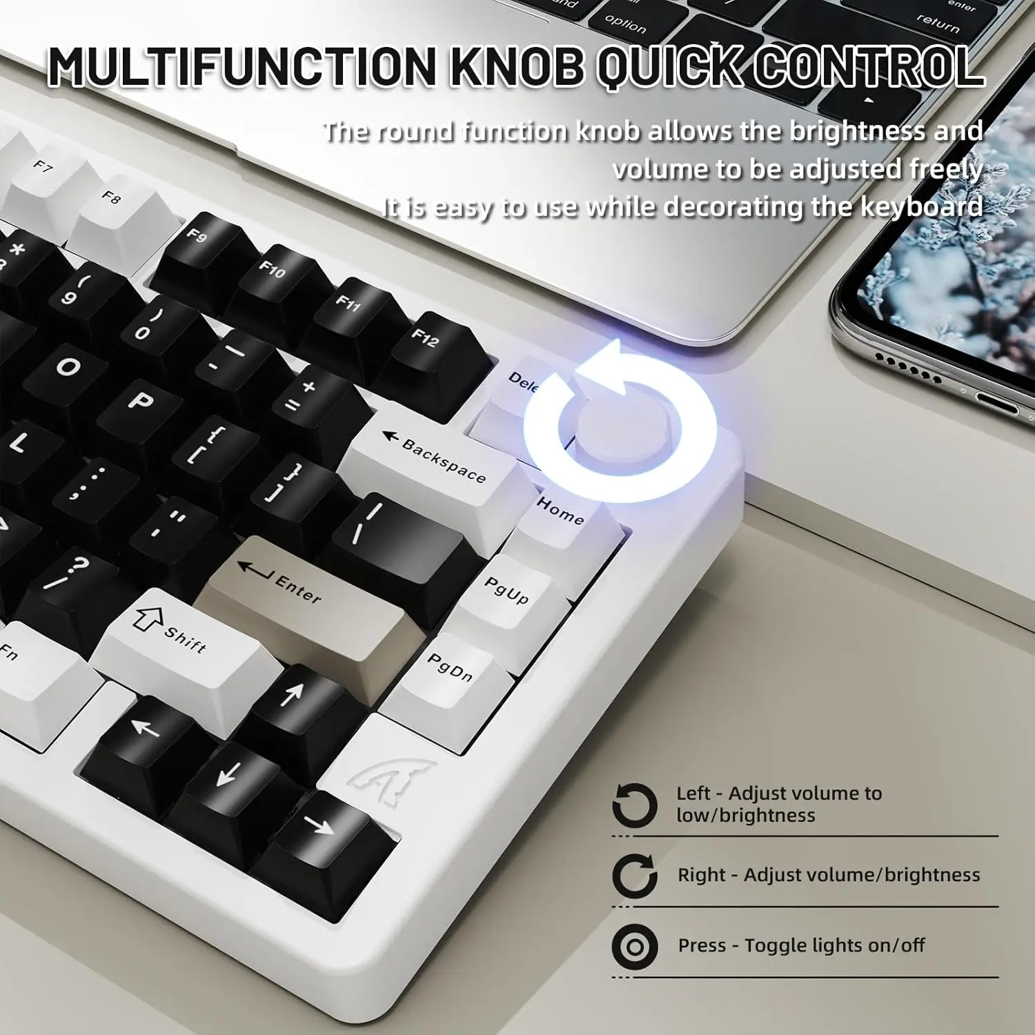 ZIYOU LANG x ATTACK SHARK X86 75% لوحة مفاتيح ألعاب ميكانيكية لاسلكية من الألومنيوم باستخدام الحاسب الآلي مع مقبض مستوى الصوت قابل للتبديل السريع RGB