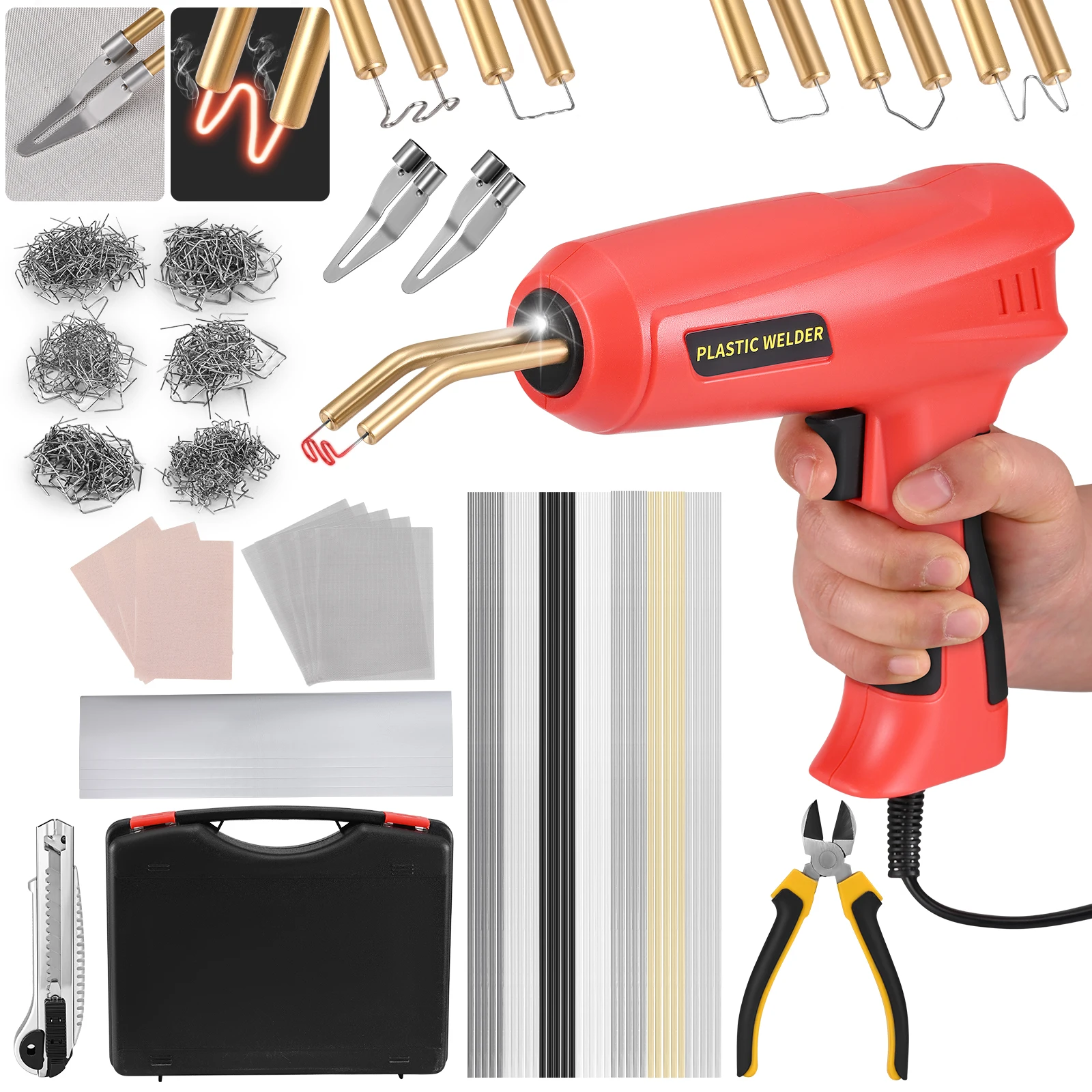Kit de réparation de pare-chocs de voiture de Machine de soudure en plastique de 200W, Kit de réparation de Machine de réparation de soudure d'agrafes chaudes pour le Kit de réparation de voiture
