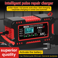 Car Battery Charger Digital LCD Display Intelligent Pulse Repair Automatic stop 12V 6A Voltage Temperature Detection