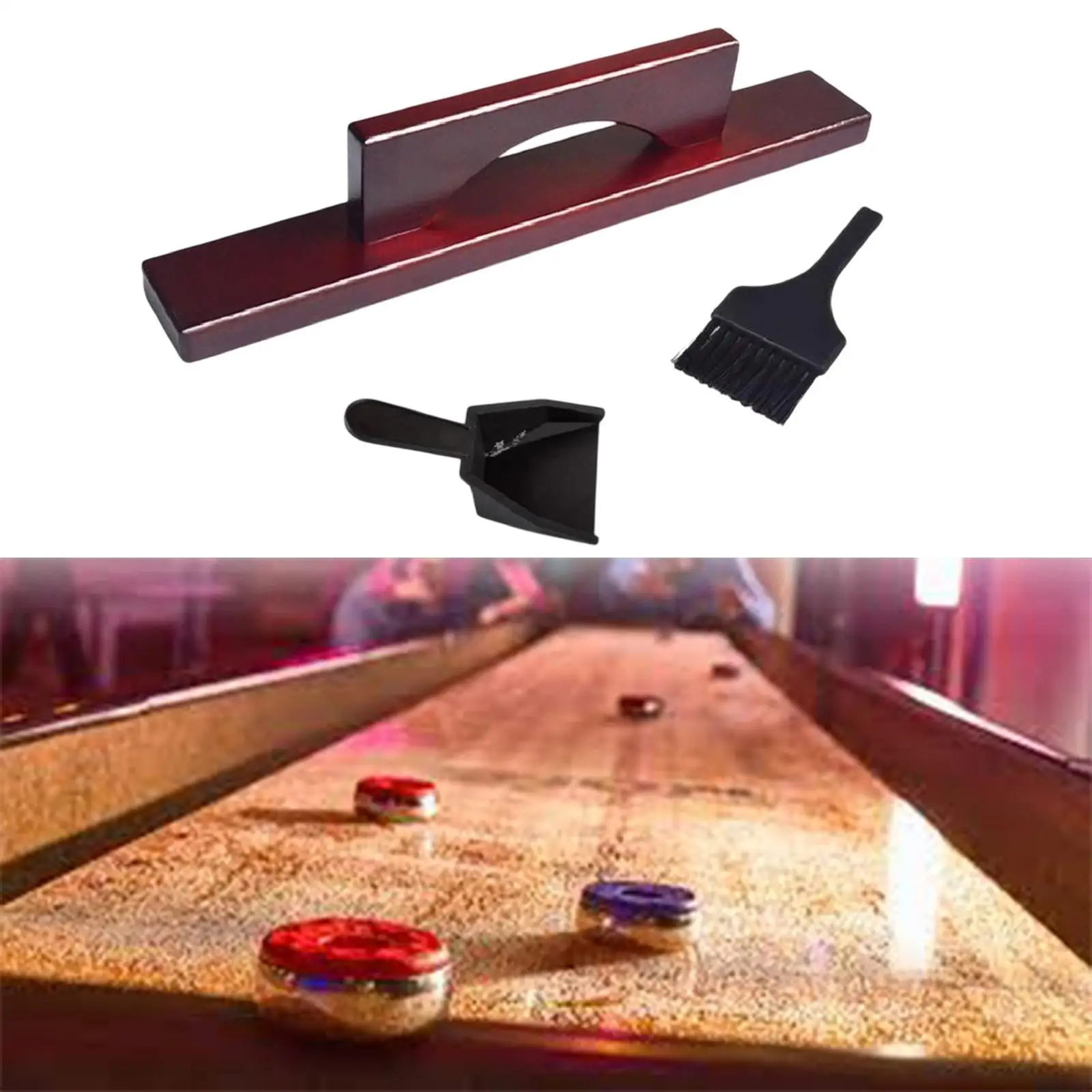 Shuffleboard Table Sweep Brush with Dustpan Wood Plastic Cleaner for Indoor Game Accessories 15.16 Inch