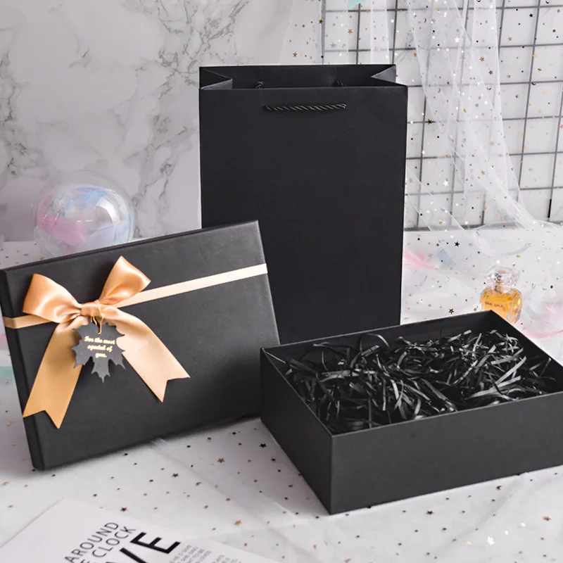 Rectangle Shaped Gifts Box with Bow Ribbon Valentines Day Presents Packaing Boxes Anniversary Surprise Gifts Wedding Decorations