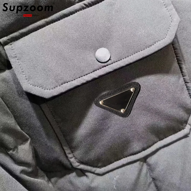Supzoom 2025 Koleksi Terbaru Jaket Musim Dingin Pria Model Kerah Turndown Tebal Hangat Kasual dengan Penanda Segitiga