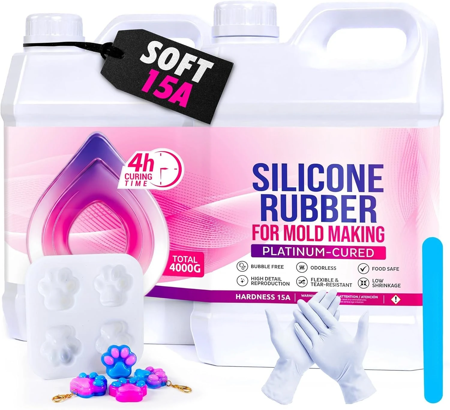 

Silicone Mold Making Kit 1 Gallon/8.8 lbs – Platinum Liquid Silicone Rubber for Resin Casting & Mold Maker, 1:1 Mix Ratio, Shore 15A, Bubble-Free Silicone Kit for Molds, Soap & Candle