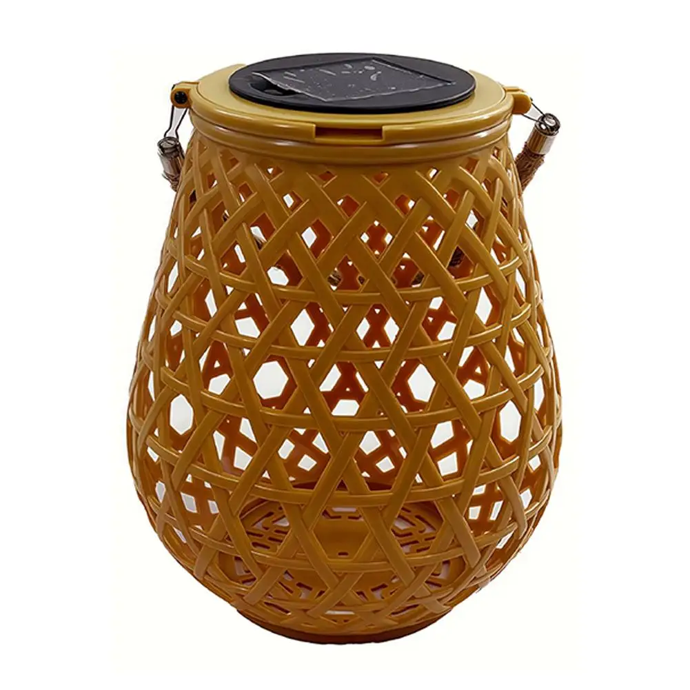 Solar Lanterns Outdoor Waterproof IP65 Hanging Solar Lights Rattan Style Decorative Garden Lights Warm Glow Table Lantern