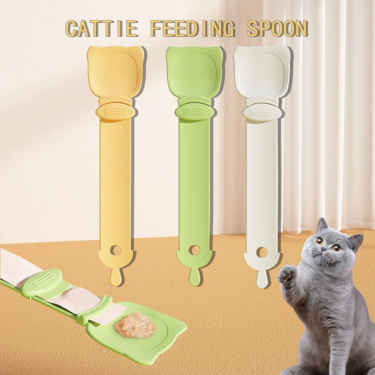 

Cat Strip Feeder Food-Grade Cat Wet Treat Dispenser Spoon Easy Cat Food Feeding Spoon Long Handle Cat Strip Squeeze Spoon Dog