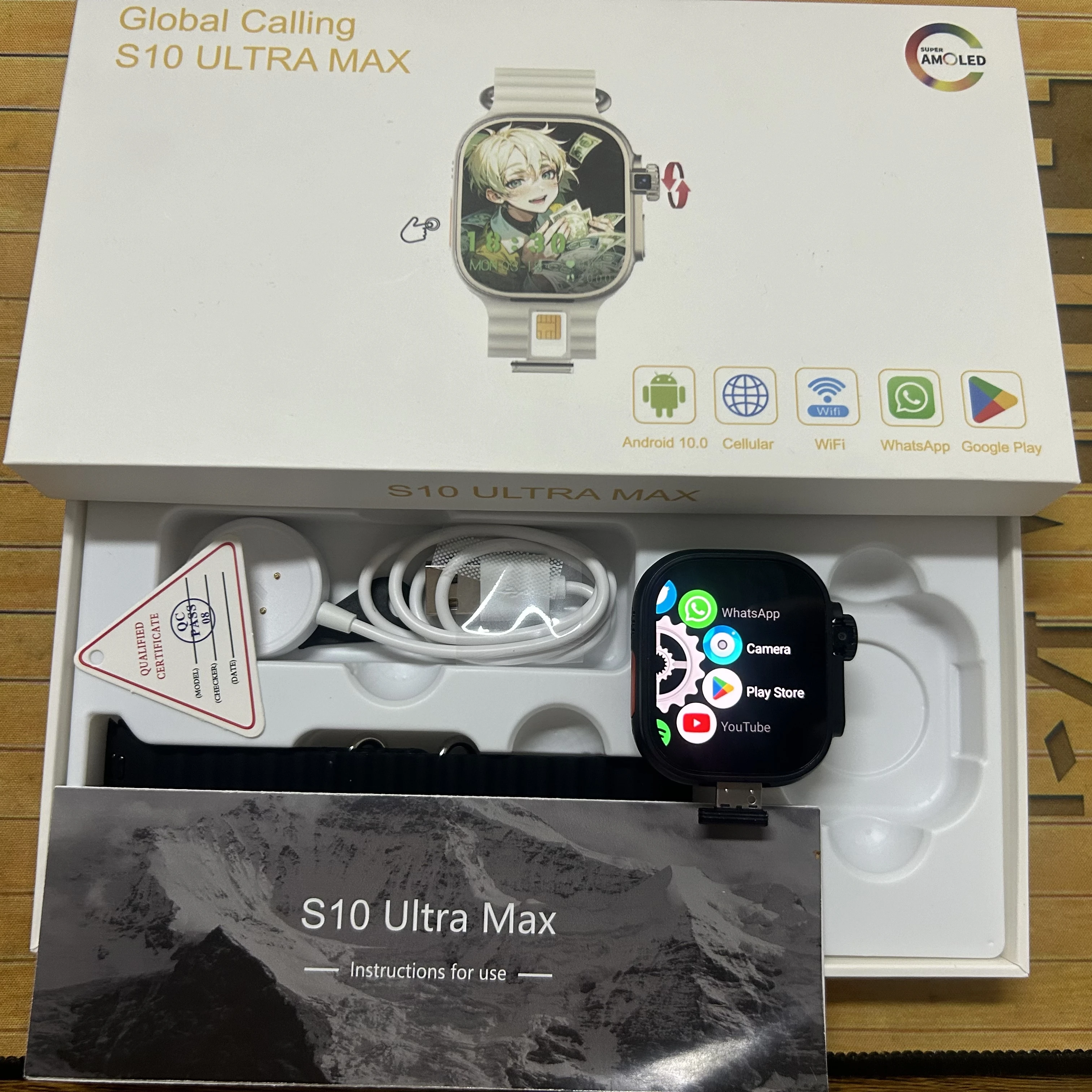 

S10 Ultra MAX Android 13.0 Smartwatch Android 2.26'' Amoled Smart Watch With Rotary Camera GPS WIFI Video Call NFC App Download
