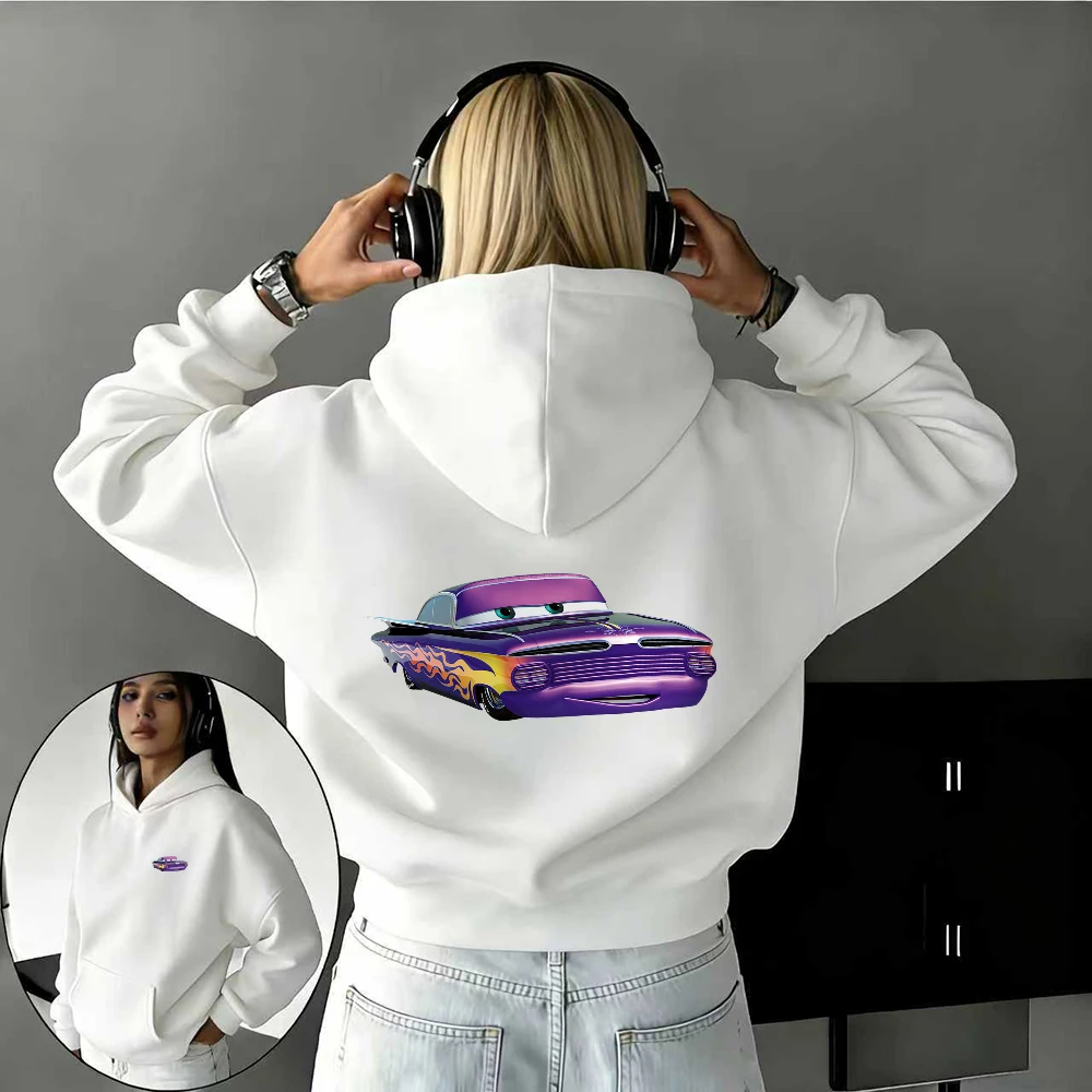 

Осенне-зимняя гоночная история Диснея, модифицированный персонаж автомобиля Raymond A, теплая уличная повседневная толстовка с принтом из чистого хлопка для женщин