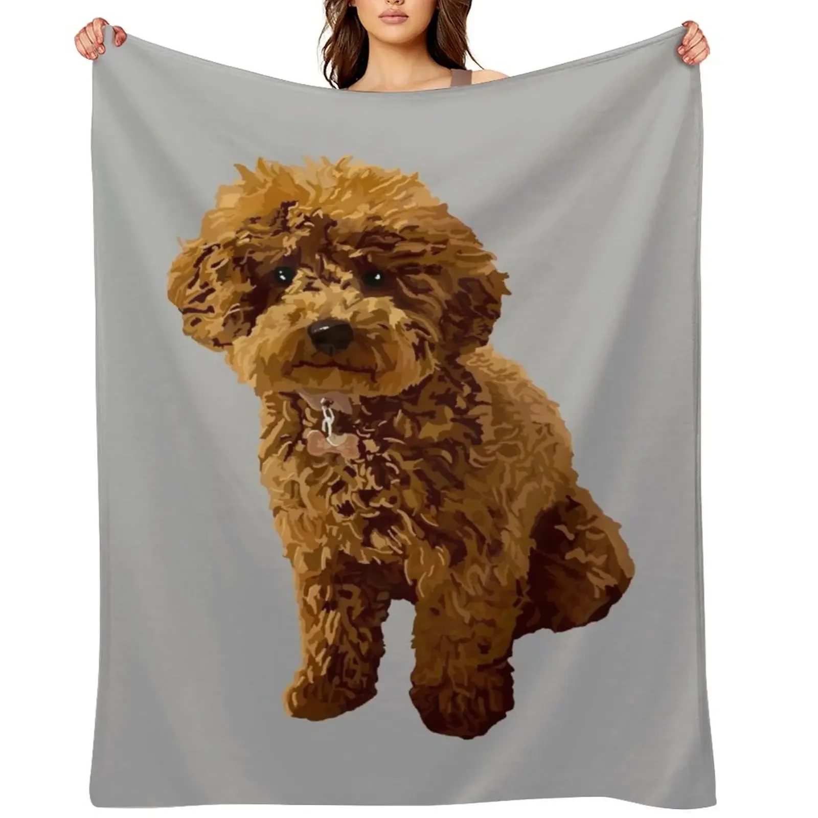 Ginger the Toy Poodle on Grey background Throw Blanket For Baby Sleeping Bag Hairy Travel Blankets