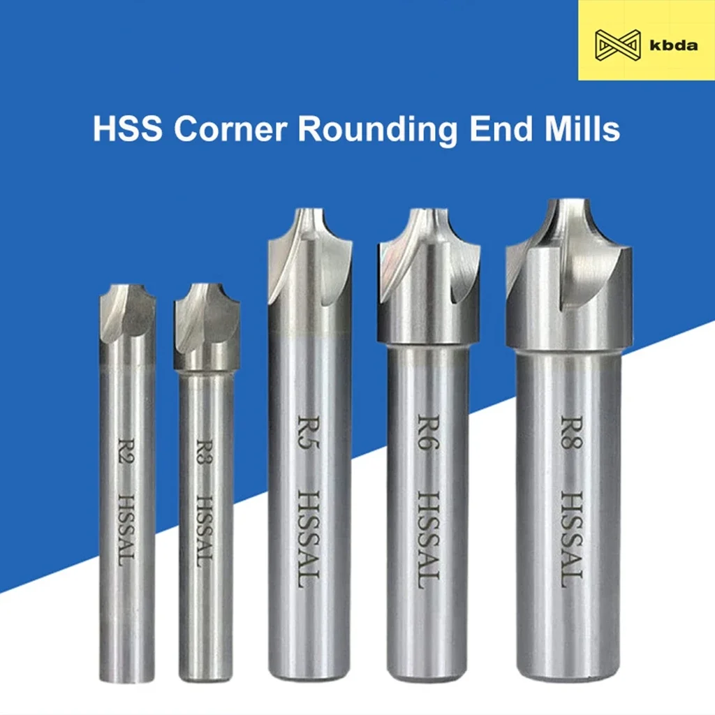 KBDA 1Pcs HSS Straight Shank Inner R Corner Rounding End Mills R1-R12.5mm Ball Nose End Mills (R2/R3/R4/R5/R6/R7/R8/R9/R10)