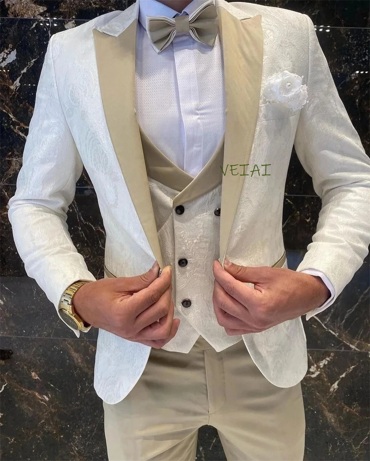 Newest Pattern Father And Son Men Suits Wedding Prom Groom Tuxedos Terno Masculino Slim Fit Blazer 3 Pieces Jacket+Pant+Vest