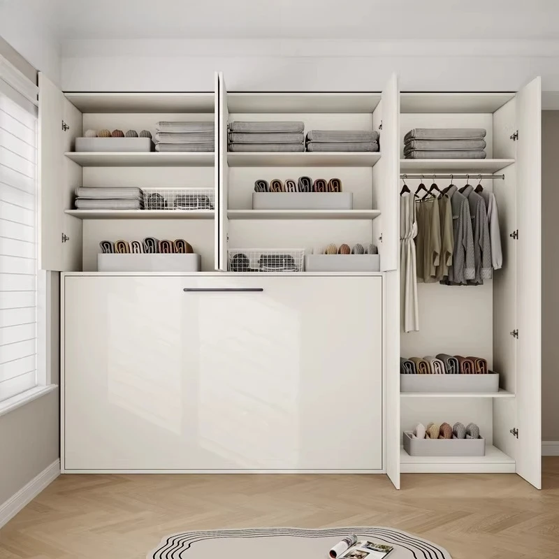 Invisible , wall bed, wardrobe integrated 1.35 meters rollover folding , up and down turning bed, Murphy , turning