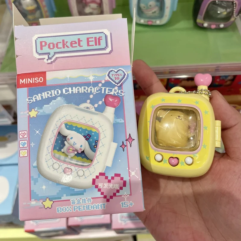 在庫あり新しい本物のサンリオポケットエルフシリーズブラインドボックスおもちゃハンギョドンクロミフィギュアバックパック発光ペンダント装飾ギフト