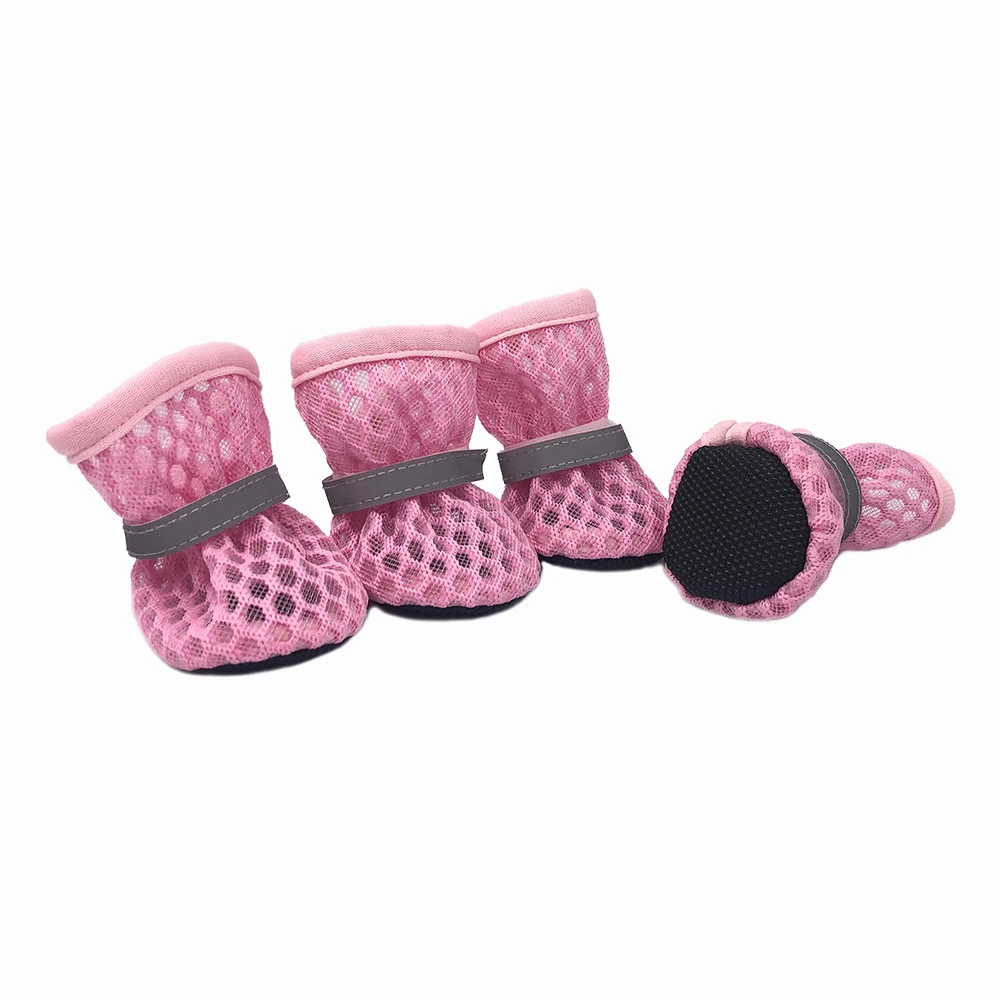 4pcs/set Dog Shoes Summer Pet Shoes For Small Dogs Cats Outdoor Walking Soft Sole Puppy Sandals Reflective Breathable Yorkshire