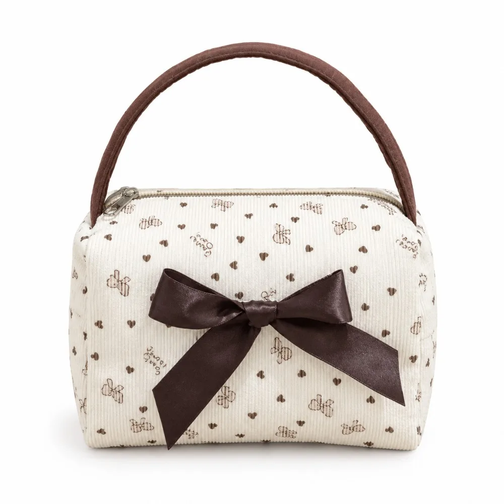 Cute Zippered Cosmetic Travel Bag Compact Lightweight Makeup Storage Pouch Portable Spacious Handheld Toiletry Bag Multipurpose