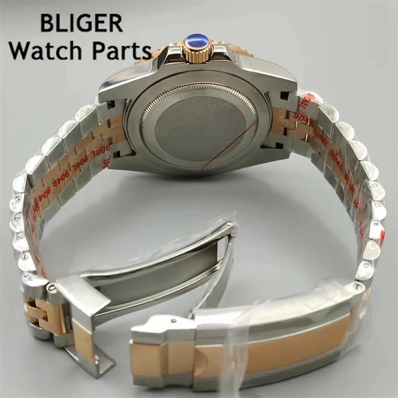 BLIGER 40 мм NH34 GMT мужские механические часы с сапфировым стеклом автоматические часы стальной браслет 100 м водонепроницаемые спортивные часы для мужчин