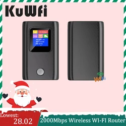 KuWfi 미니 무선 와이파이 라우터, 휴대용 모바일 핫스팟 잠금 해제 모뎀, SIM 카드 슬롯, 6000mAh 모바일 와이파이, 300Mbps, 4G Lte