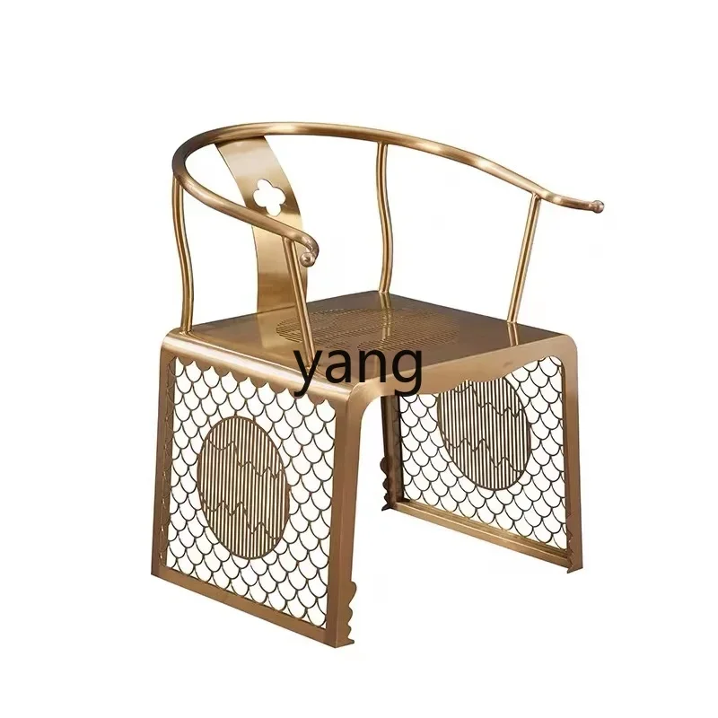 LTT Italian Light Luxury Stainless Steel Chair Living Room Household Tea Chair Modern Taishi Chair