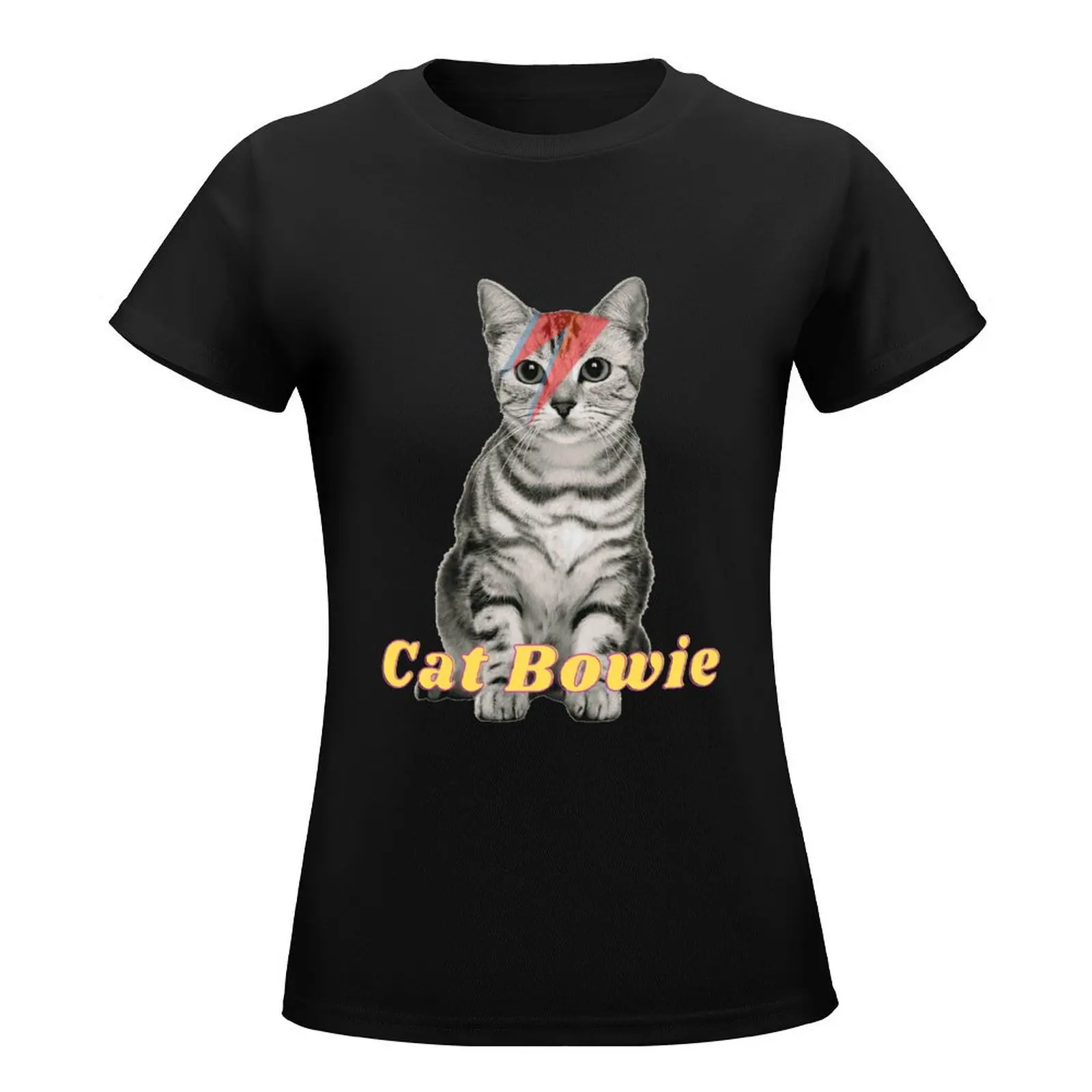 cat bowie T-Shirt tees aesthetic clothes graphics funny Woman fashion