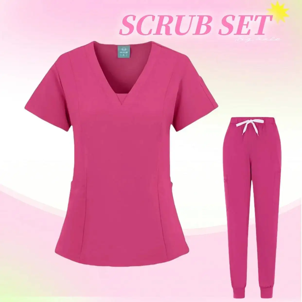 Costumes de jogging multicolores, uniformes de médecin et de soins infirmiers, hauts à manches courtes et col en v, pantalons de poche, ensemble de blouses d'infirmière, vêtements cliniques médicaux