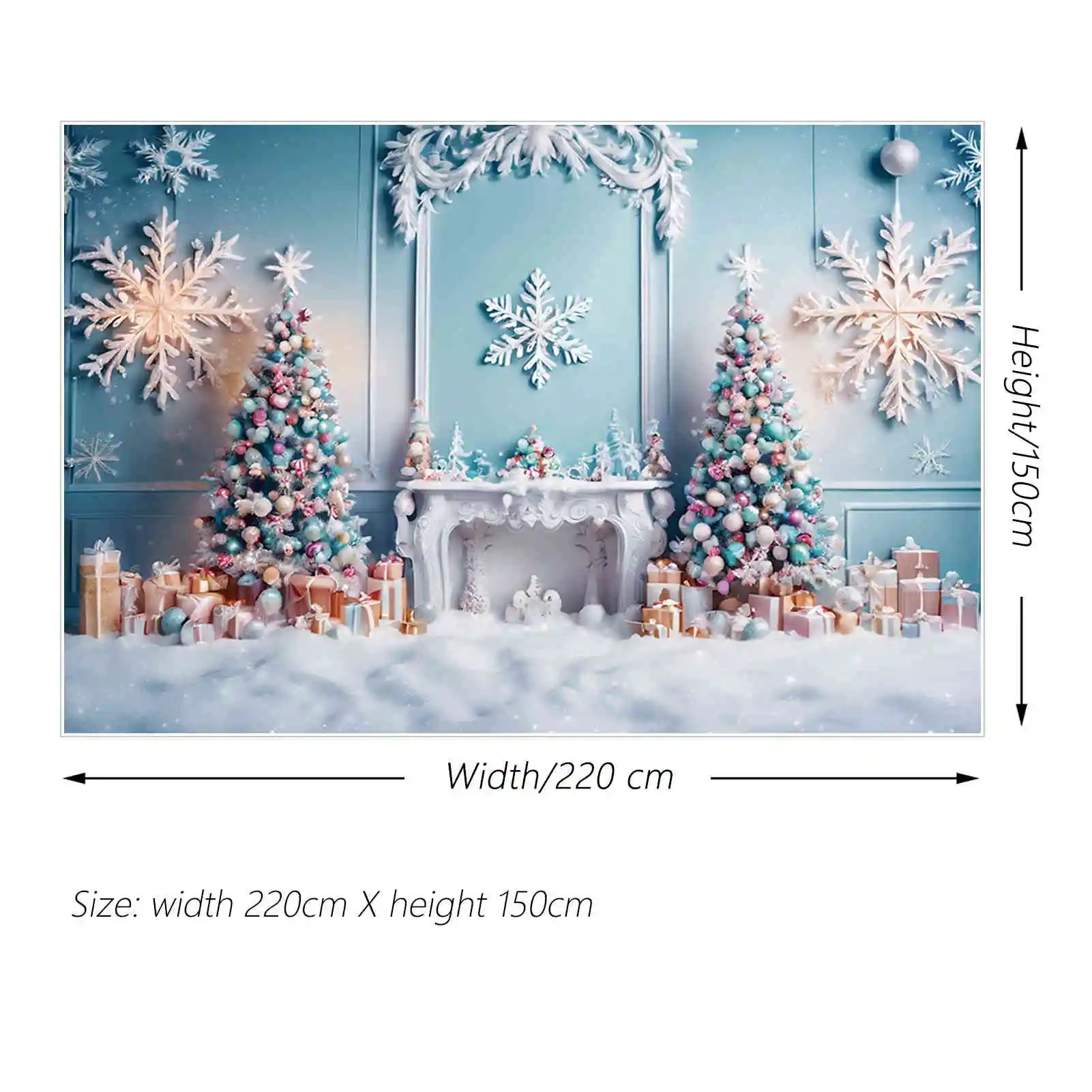 MOON.QG Snow Winter Christmas Tree Backdrop New Year Living Room Fireplace Baby Interior Background Party Decor Photo Zone Props