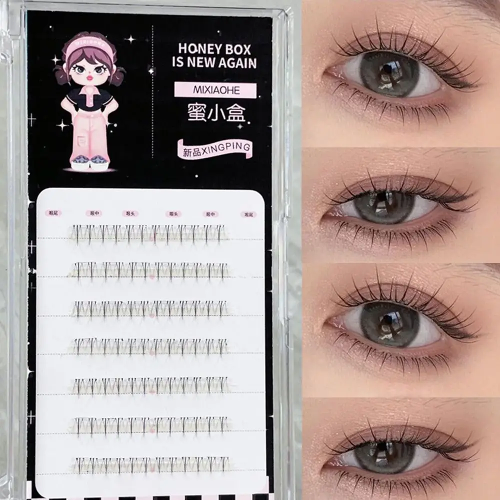 Self-adhesive Self-adhesive Lower Eyelashes Transparent Wide Stem Natural Wispy Fake Eyelashes Quick to Wear No Glue Needed