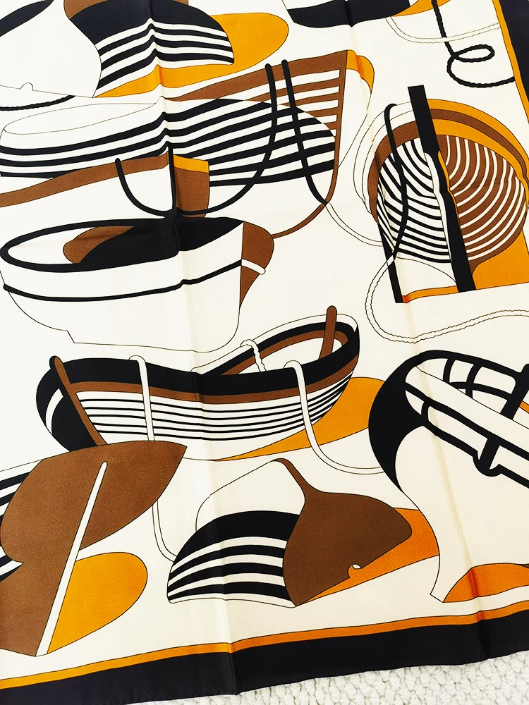 

14MM Square Silk Scarf Rolled Edges Shawls Twill Scarves for Ladies Neck Bandanas for Women Foulard 90cm