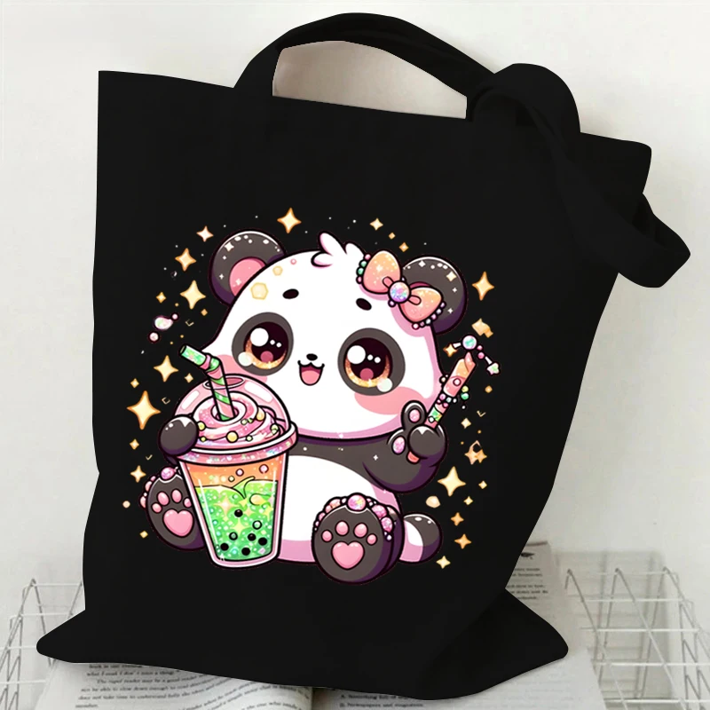 Sac fourre-tout imprimé de dessin animé pour femmes, sac à main en toile, sac à provisions pour étudiants, sac à main Y2K, KrasnoFunny, animal mignon, amoureux de la mode