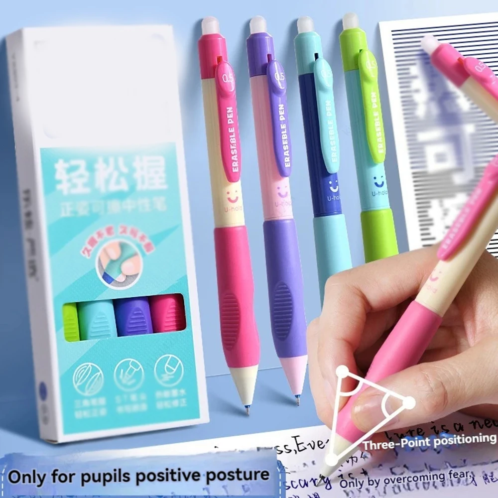 4PCS Retractable Erasable Gel Pens Fine Point 0.5 Mm Make Mistake Disappear Blue Ink For Note Taking And Crossword Puzzles