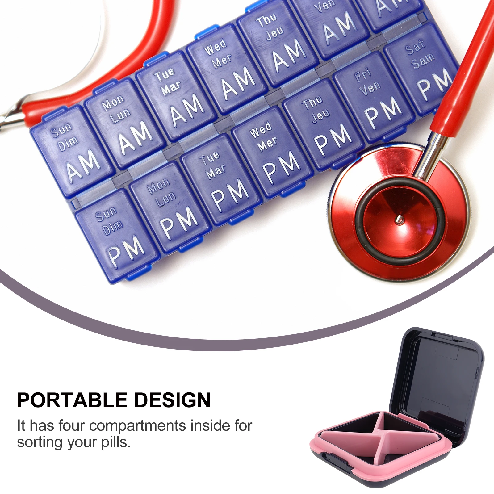 

Portable Large Capacity Waterproof Medicine Box Mini Pill Container Blue Plastic Storage Case for Care Use