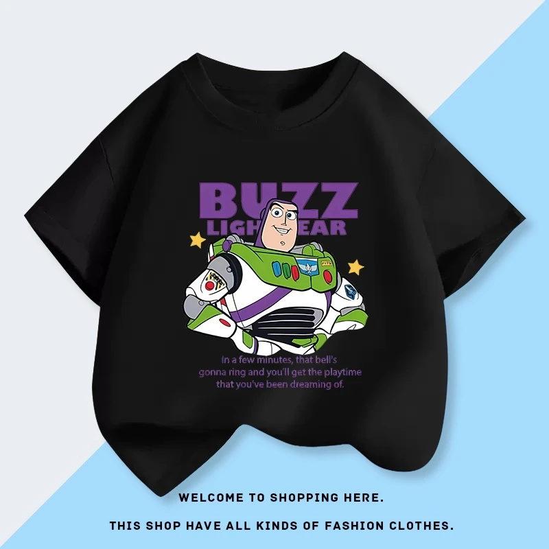 توي ستوري Buzz Lightyear العصرية الأولاد تي شيرت قصير الأكمام قميص جديد الصيف الأولاد القطن الخالص ملابس أطفال