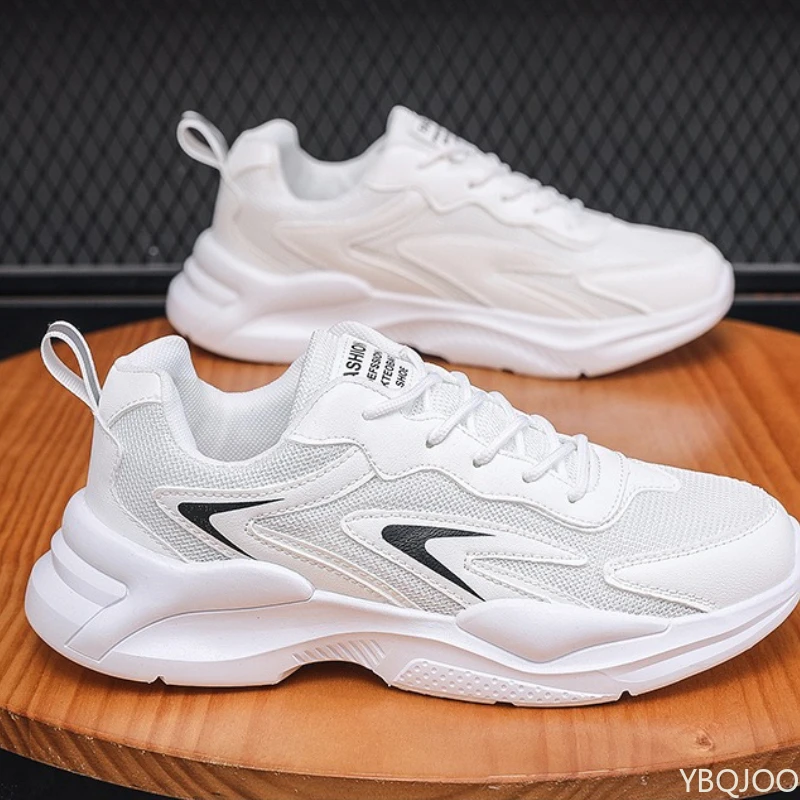 Nuevos zapatos transpirables de moda y versátiles para hombre para primavera y verano, zapatos deportivos de suela gruesa, sencillos, cómodos y duraderos para correr