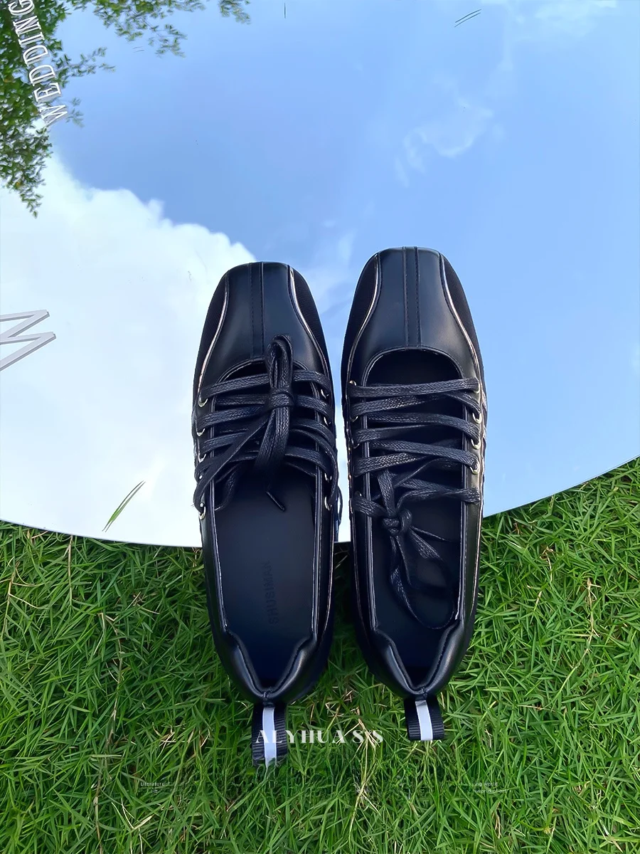 

Casual Ballet Thick Bottom Cross Buckle Strap Women's Single Shoes Leather Slip-On Flats Leisure Sports Shoes for Women