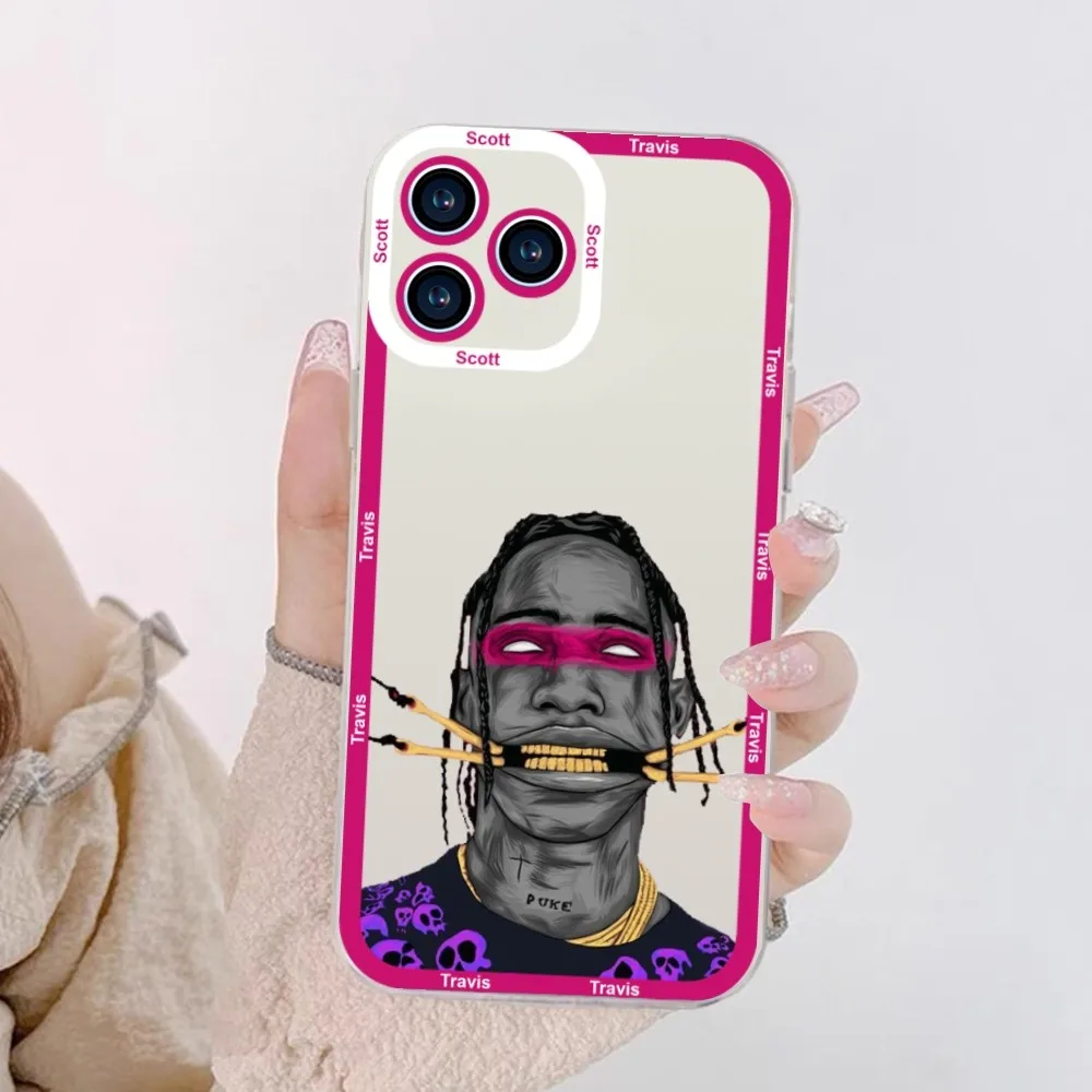 Jackboys Travis Scott Phone Case For iPhone 11 12 Mini 13 14 15 Pro Max Transparent Shell