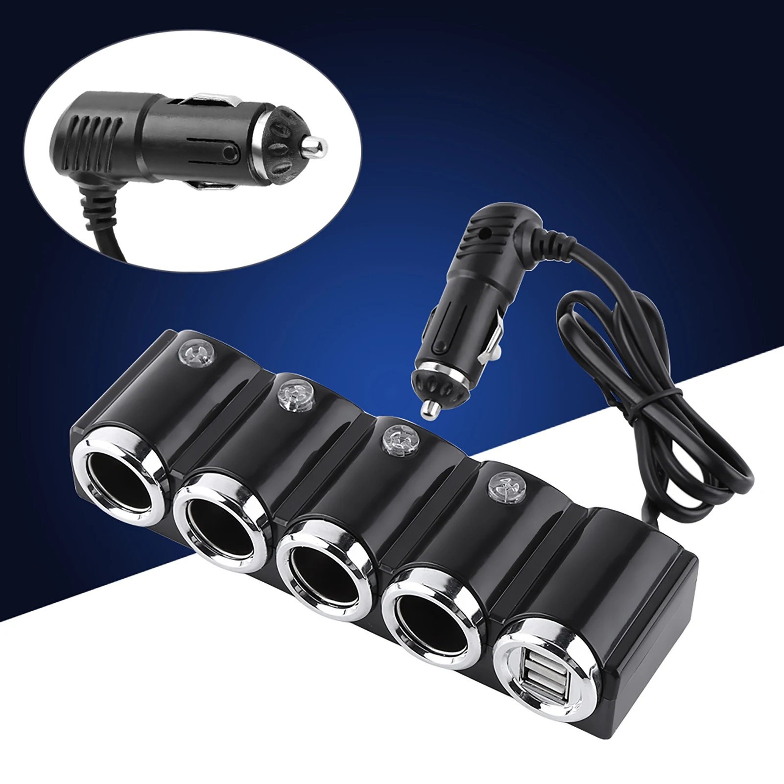 DC 12V/24V Car Cigarette Lighter Socket USB 4 Way Power Splitter 4 In 1Cigarette Lighter Adapter
