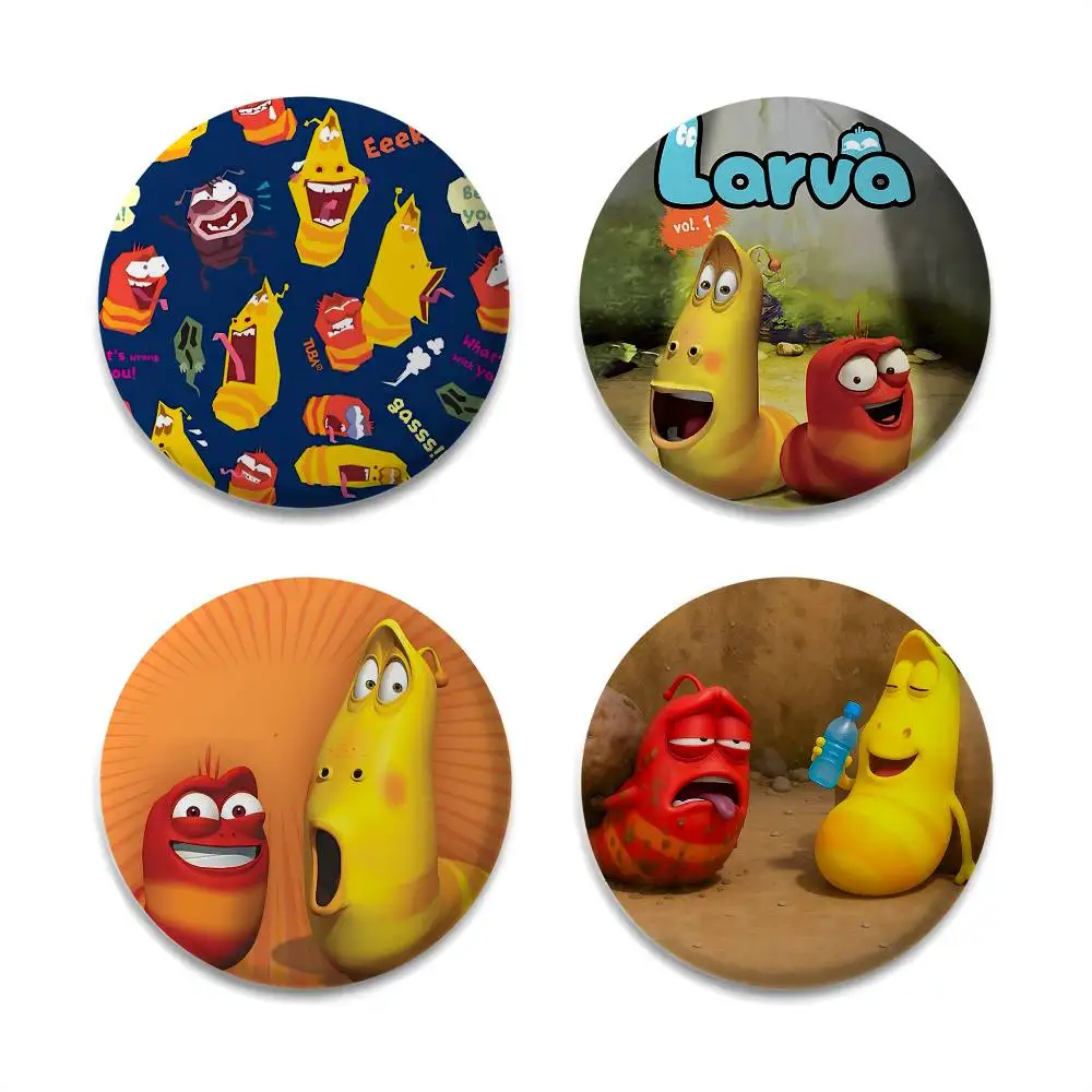 

Cute Cartoon Funny Larva Badges Round Exquisite Badge Brooches Creative Pins For Clothes Hat Backpack Gift Accessories
