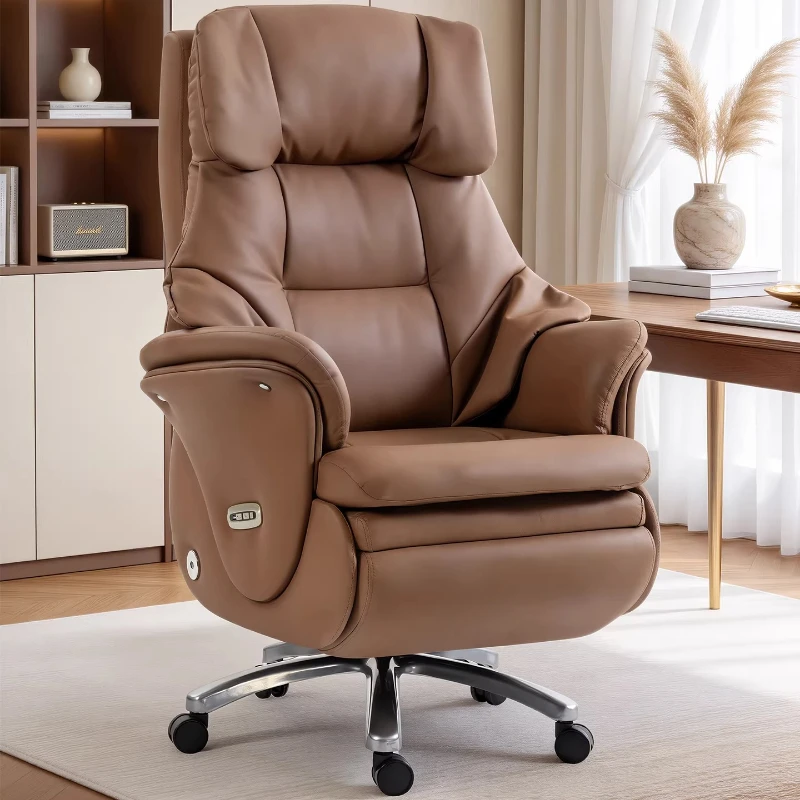 Massage heated and spacious office chair Multi functional genuine leather Computer chair with electric adjustment furniture