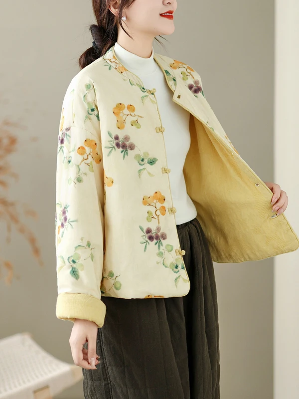 

Authentic Artistic Sle Women's Cotton Jaet Double-Sided Wear Small Size Winter Thiened Long Sve Stand Collar Coat