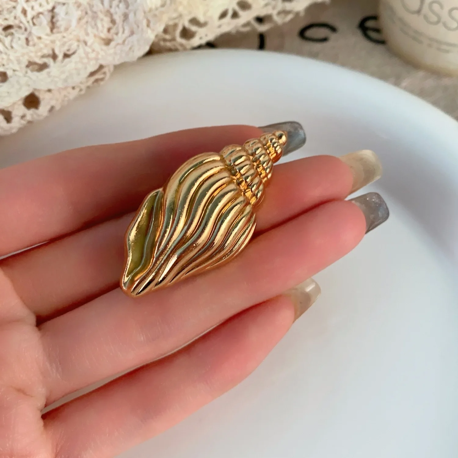 

Gold Starfi ell Beach Vaion Sle Casual Metal Dubill Hair Clip Ocean Themed Faion Jewelry Accory